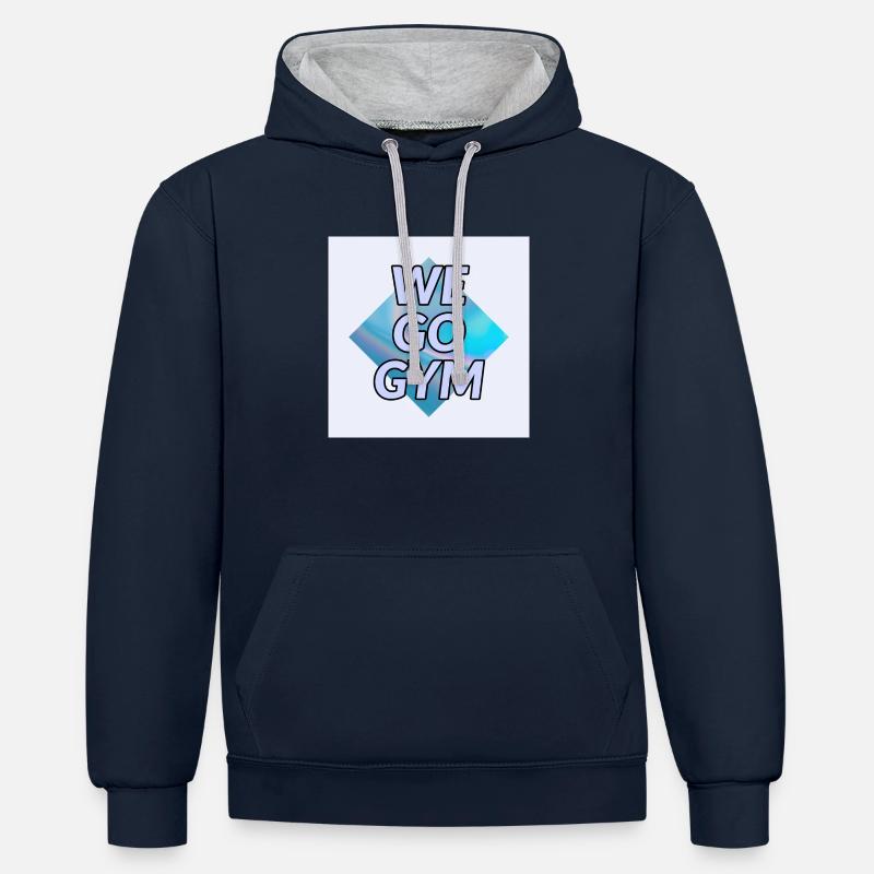 Nous allons gym Design - Sweat à capuche contrasté - bleu marine/gris chiné