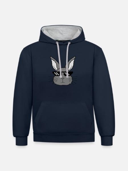 Hase deal with it - Contrast hoodie - navy/heather grey