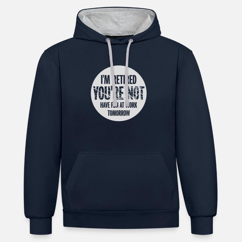 Amusez-vous au travail - Sweat à capuche contrasté - bleu marine/gris chiné
