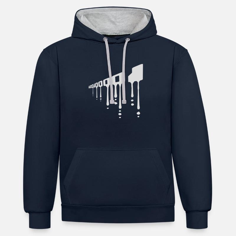 Binär Code Programm Sprache - Kontrast-Hoodie - Navy/Grau meliert