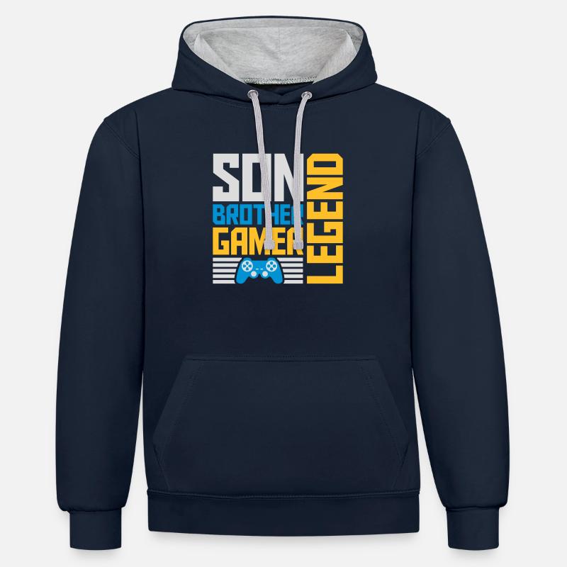 Fils Frère Gamer Légende - Sweat à capuche contrasté - bleu marine/gris chiné
