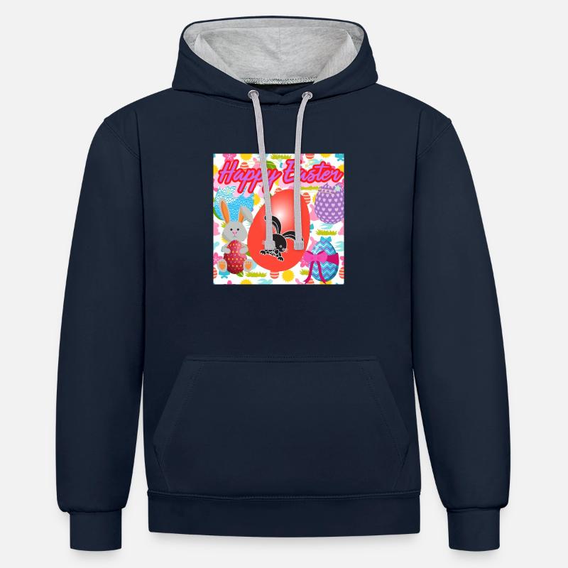 Joyeux Noël, Noël - Sweat à capuche contrasté - bleu marine/gris chiné