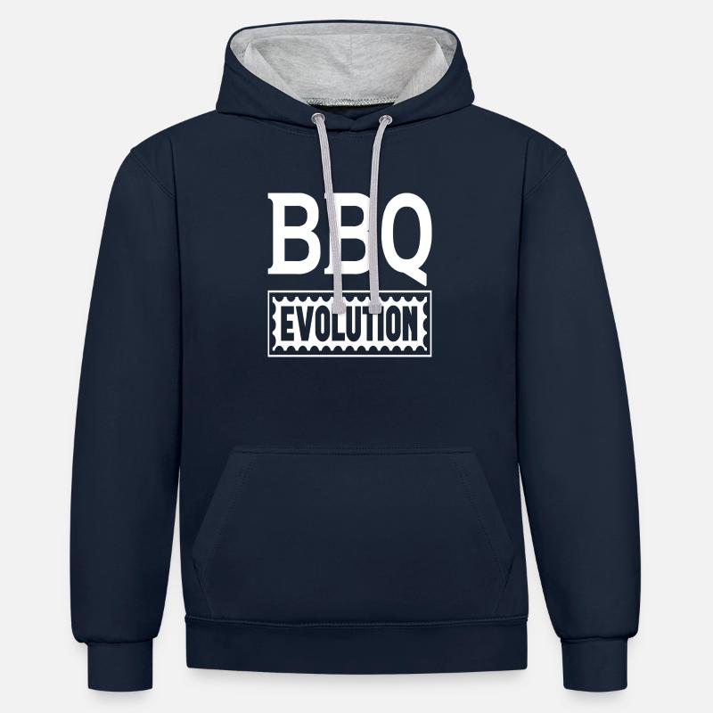 BBQ Evolution - Kontrast-Hoodie - Navy/Grau meliert