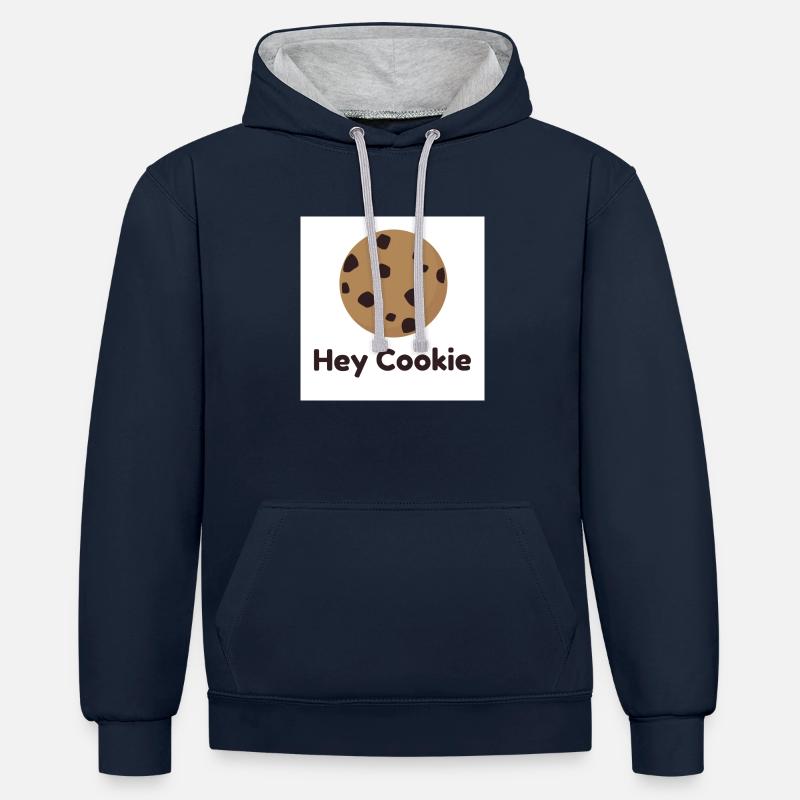 Hey Cookie - Sweat à capuche contrasté - bleu marine/gris chiné