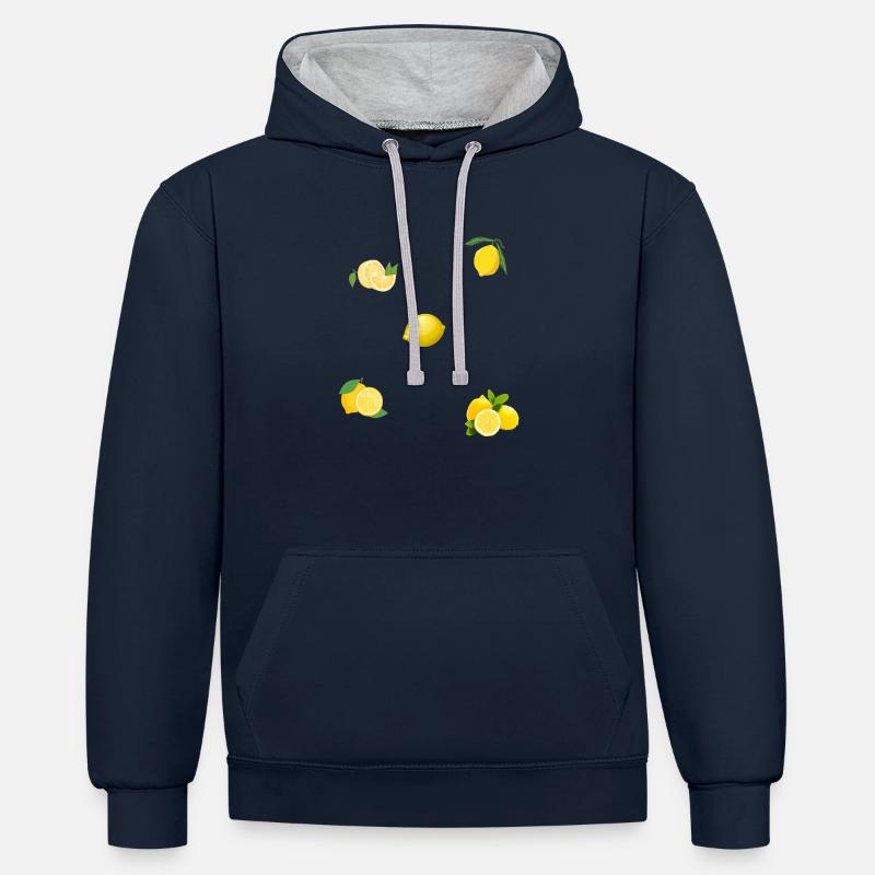 Citron citron - Sweat à capuche contrasté - bleu marine/gris chiné