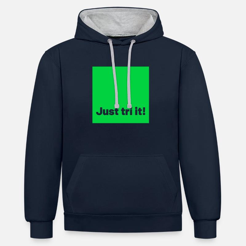 juste tri it vert - Sweat à capuche contrasté - bleu marine/gris chiné