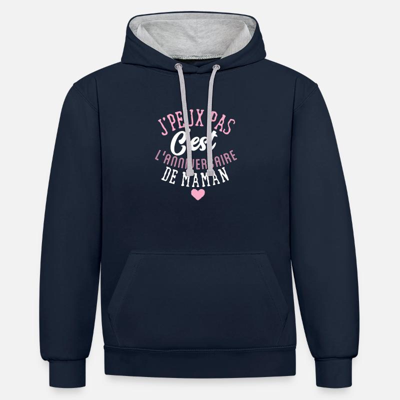 Joyeux anniversaire maman - Sweat à capuche contrasté - bleu marine/gris chiné