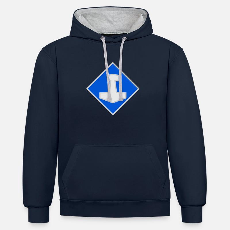 Mjölnir - Sweat à capuche contrasté - bleu marine/gris chiné