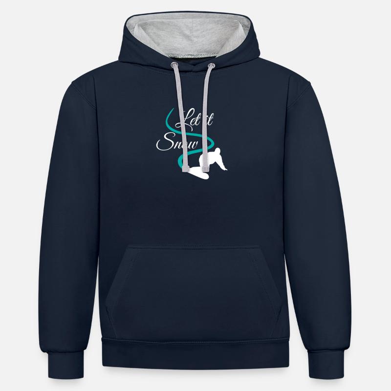 Let It Snow Snowboarder - Sweat à capuche contrasté - bleu marine/gris chiné