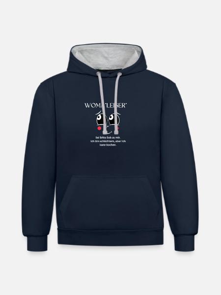Woma*leiser* - Kontrast-Hoodie - Navy/Grau meliert