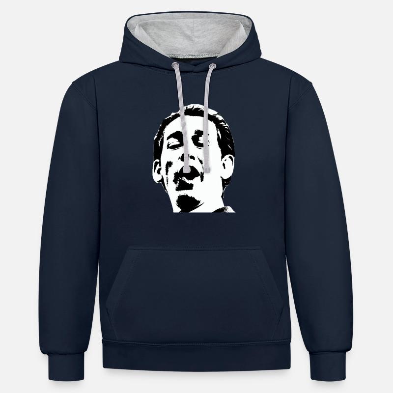 bastifantasti - Sweat à capuche contrasté - bleu marine/gris chiné