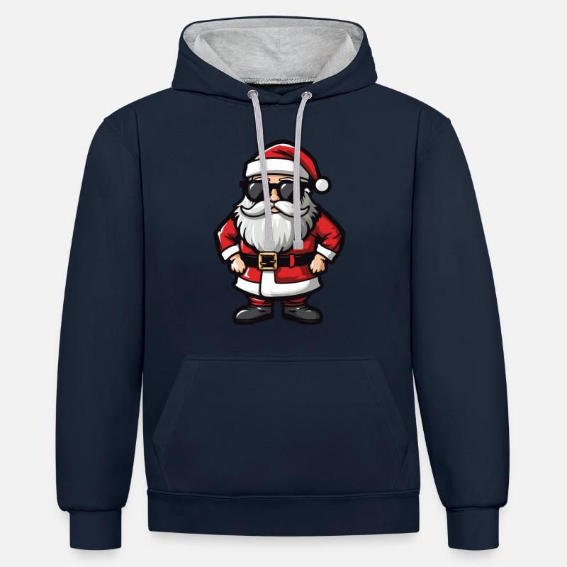 Père Noël Comic Santa - Sweat à capuche contrasté - bleu marine/gris chiné