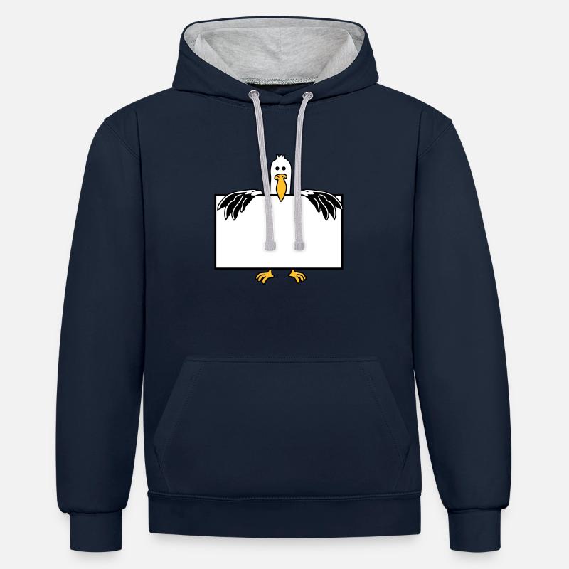 moeve avec cadre texte champ - Sweat à capuche contrasté - bleu marine/gris chiné