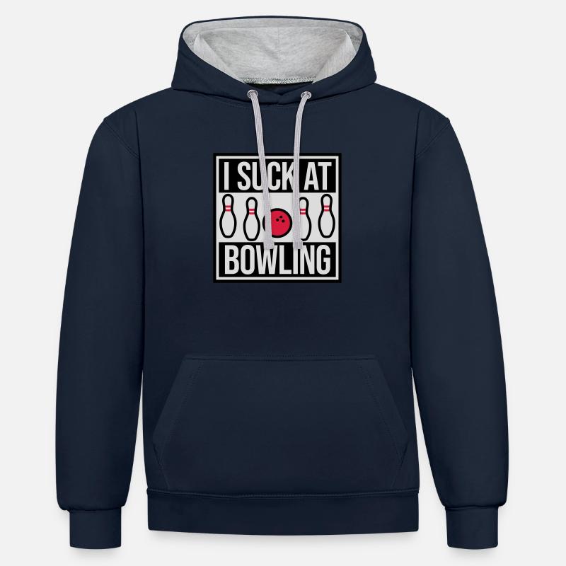 Je suis nul au bowling - Sweat à capuche contrasté - bleu marine/gris chiné
