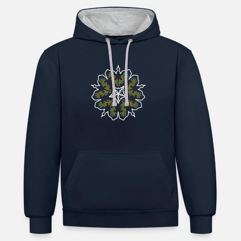 Flocon de Noël moche - Sweat à capuche contrasté - bleu marine/gris chiné