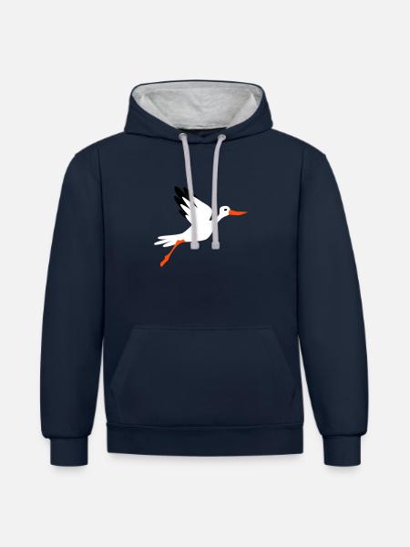 stork - Contrast hoodie - navy/heather grey
