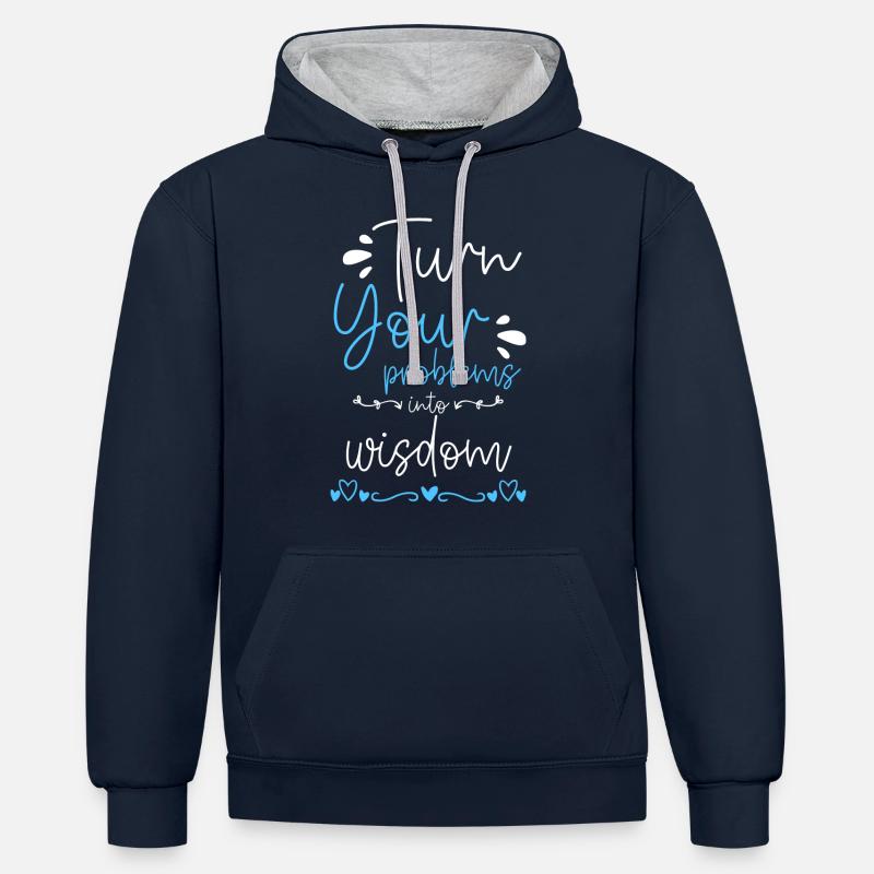 Problem Spaß Kein Problem Motto - Kontrast-Hoodie - Navy/Grau meliert