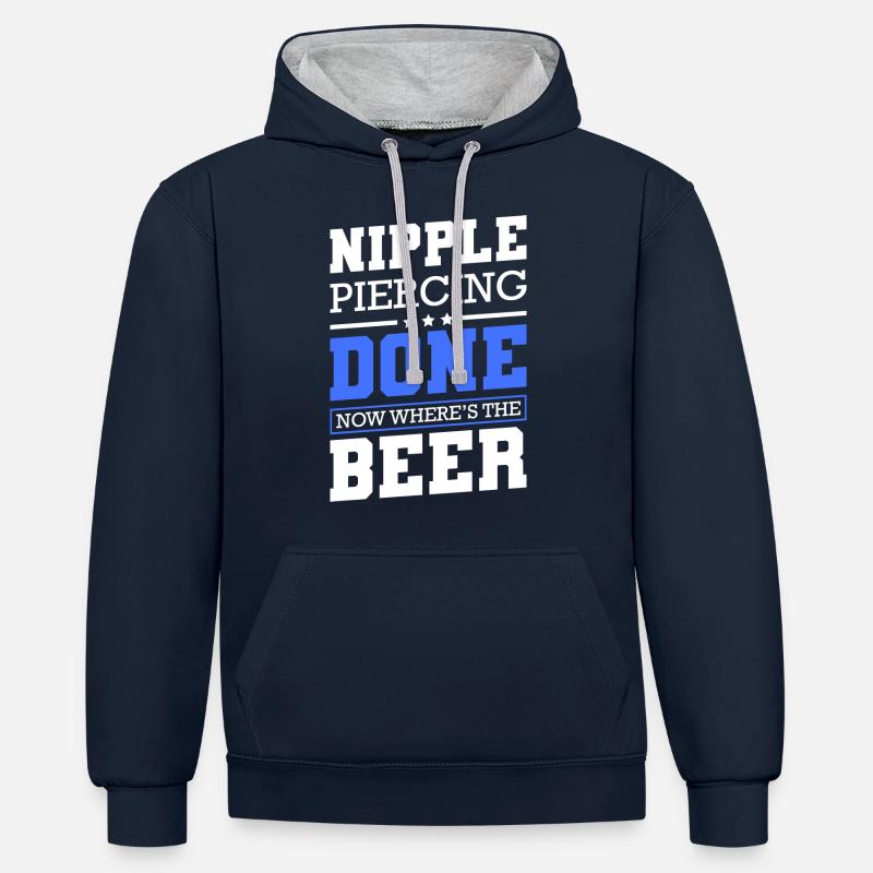 Piercer Bijoux Humour - Sweat à capuche contrasté - bleu marine/gris chiné