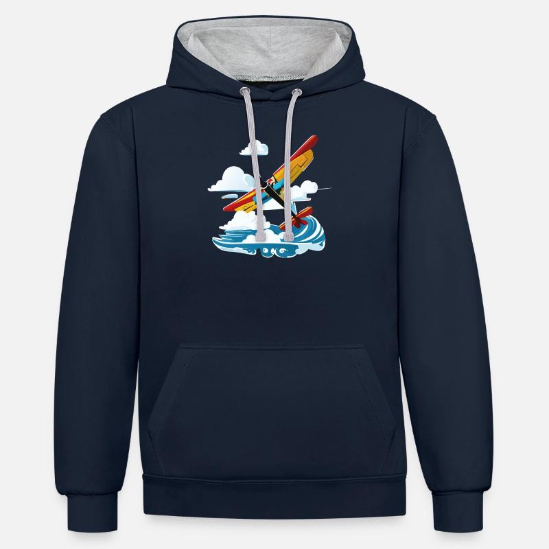 YellowUpSpreadClouds - Kontrast-Hoodie - Navy/Grau meliert