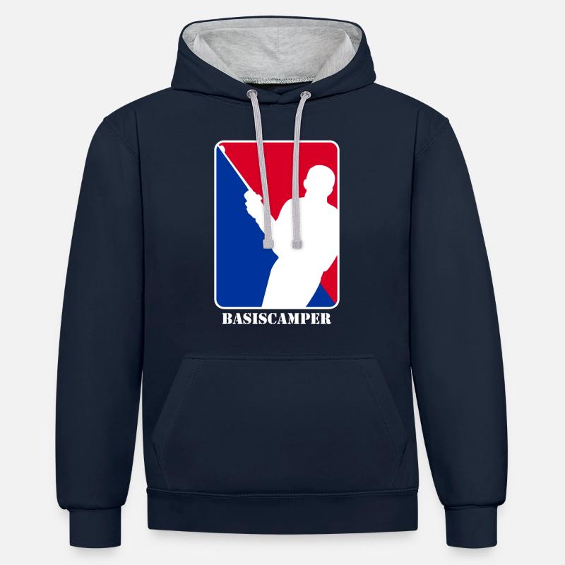 Base du camping-car - Sweat à capuche contrasté - bleu marine/gris chiné