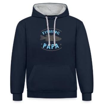 Angeln Fishing Papa Angler - Kontrast-Hoodie - Navy/Grau meliert - Vorne - Nico (186cm)
