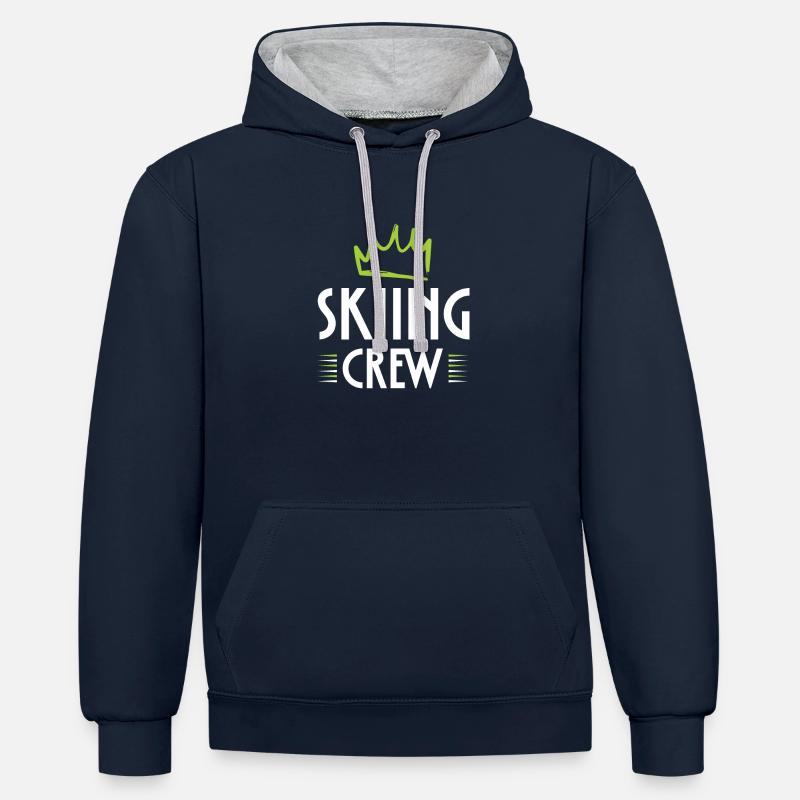 Équipe de ski - Sweat à capuche contrasté - bleu marine/gris chiné