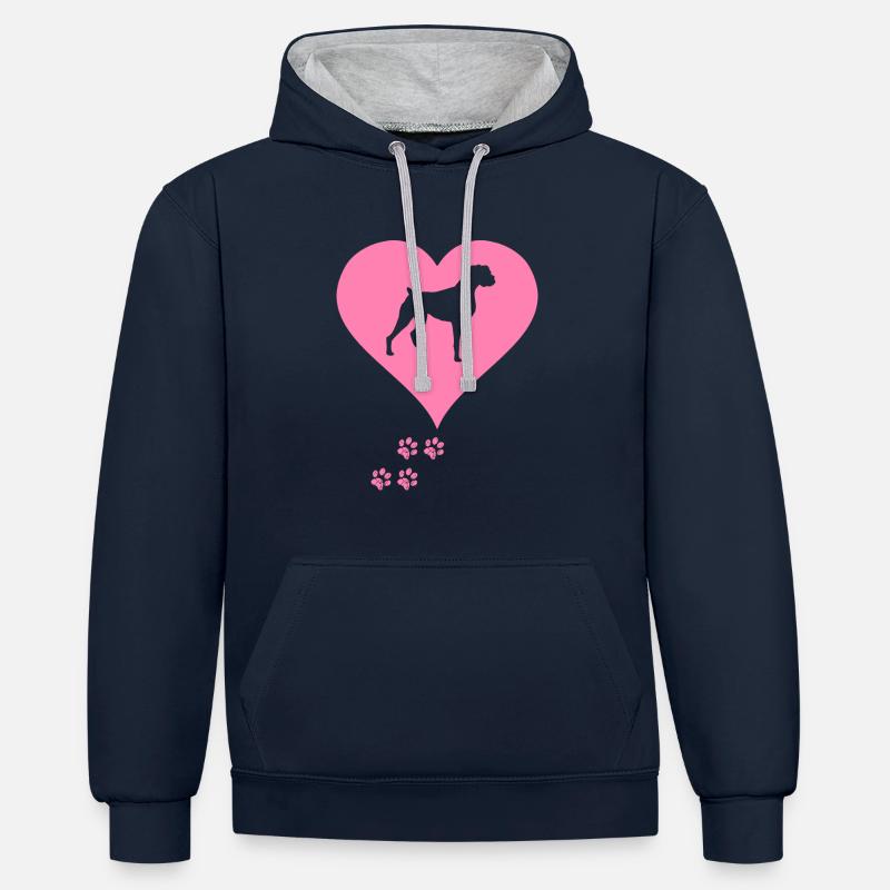 Boxeur allemand - Sweat à capuche contrasté - bleu marine/gris chiné