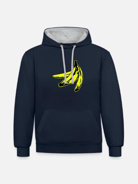 warholish banana peel - Kontrastluvtröja - marinblå/gråmelerad