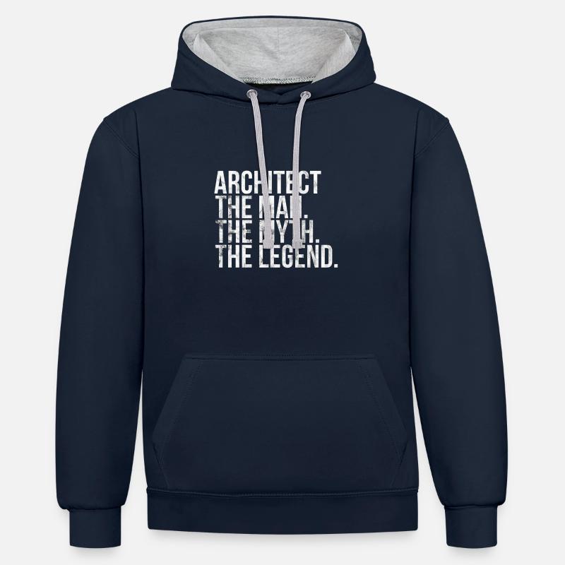 architecte - Sweat à capuche contrasté - bleu marine/gris chiné