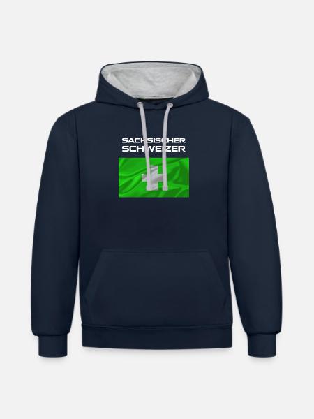 sächsischer schweizer 2 - Kontrast-Hoodie - Navy/Grau meliert