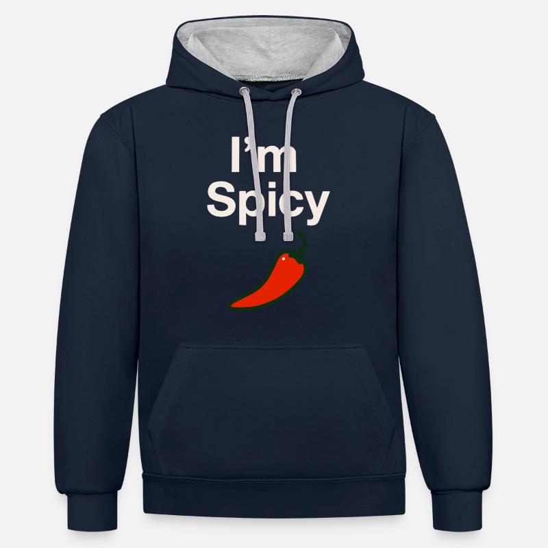 Je suis épicée ! - Sweat à capuche contrasté - bleu marine/gris chiné