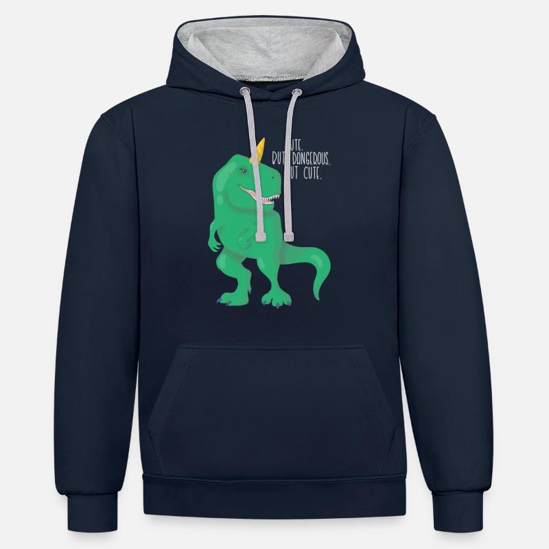 Dino Einhorn T-Rex - Sweat à capuche contrasté - bleu marine/gris chiné