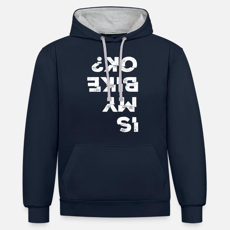 Mon vélo OK - Sweat à capuche contrasté - bleu marine/gris chiné