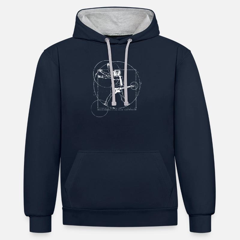guitare - Sweat à capuche contrasté - bleu marine/gris chiné