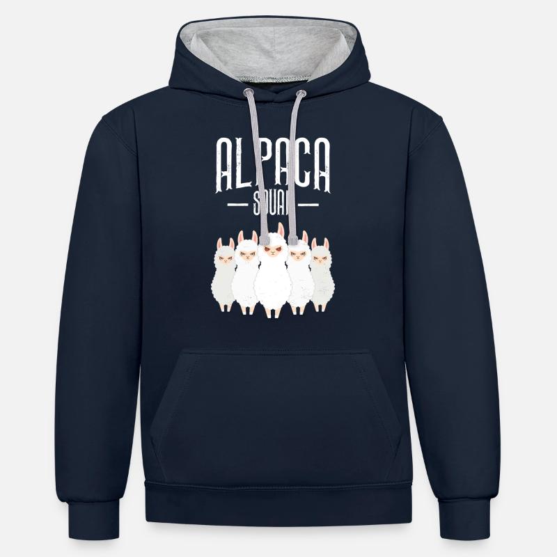 Alpaca Squad - Sweat à capuche contrasté - bleu marine/gris chiné