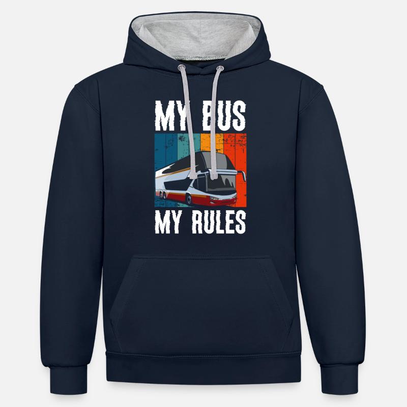 Bus Beruf Arbeit Kraftfahrer - Kontrast-Hoodie - Navy/Grau meliert