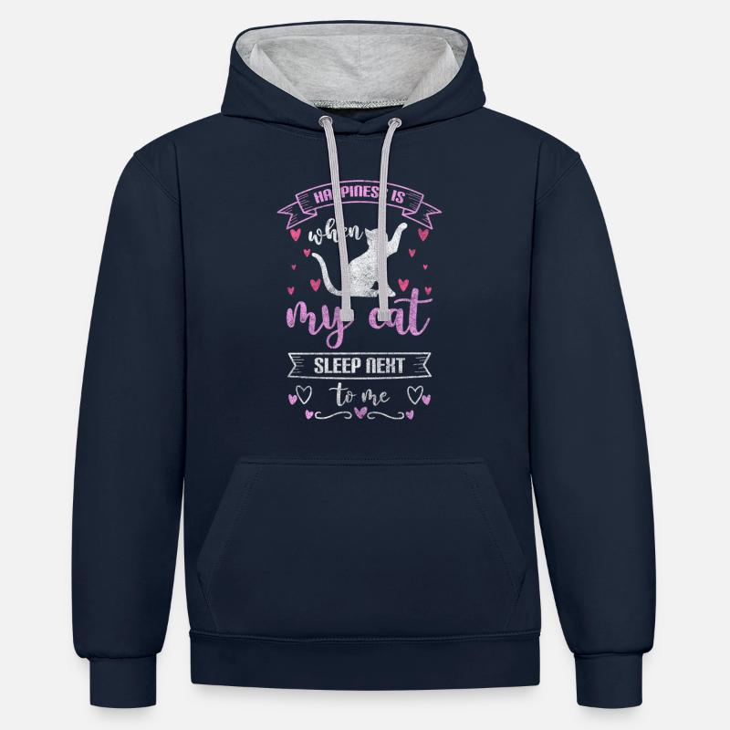 Motivation Pensée positive Amour - Sweat à capuche contrasté - bleu marine/gris chiné
