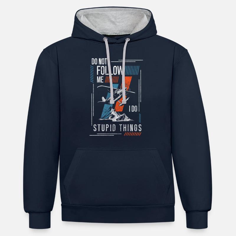 Pilote de parachutisme - Sweat à capuche contrasté - bleu marine/gris chiné