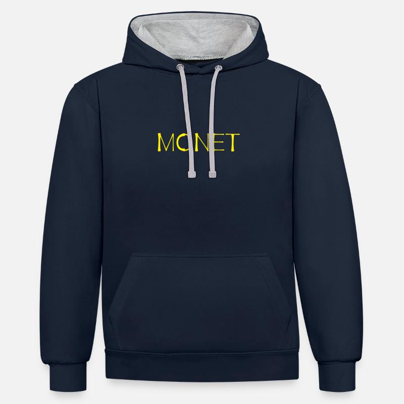 Monet - Sweat à capuche contrasté - bleu marine/gris chiné