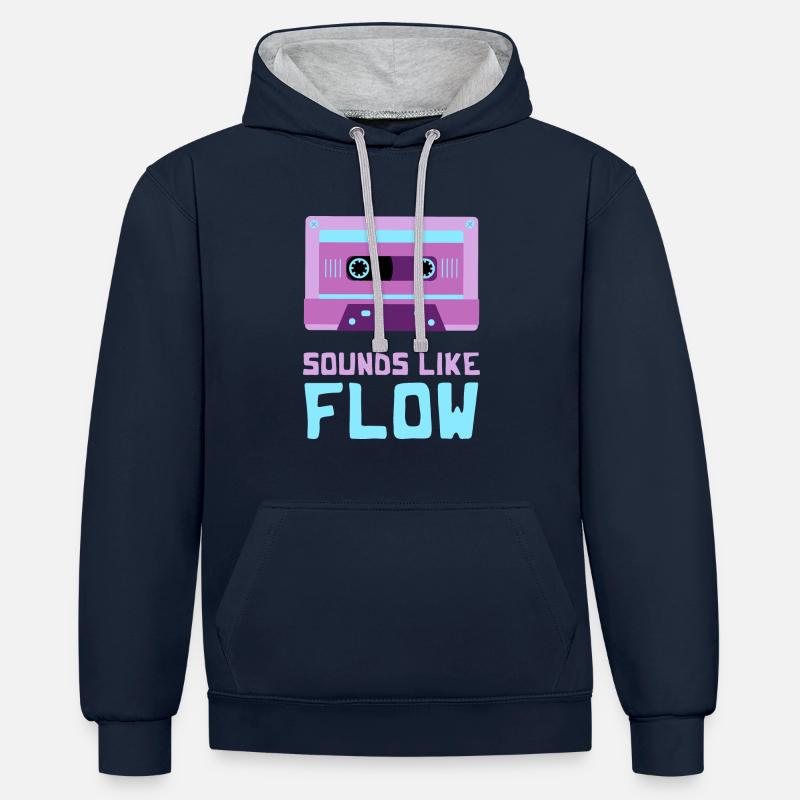 On dirait du flow - Sweat à capuche contrasté - bleu marine/gris chiné