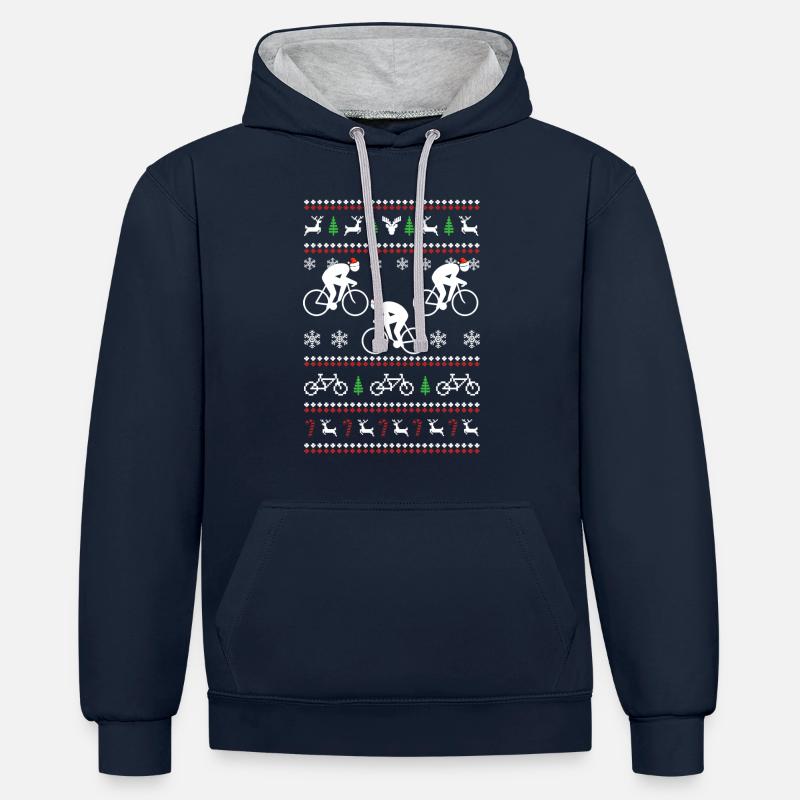 Cycling Ugly Christmas - Sweat à capuche contrasté - bleu marine/gris chiné