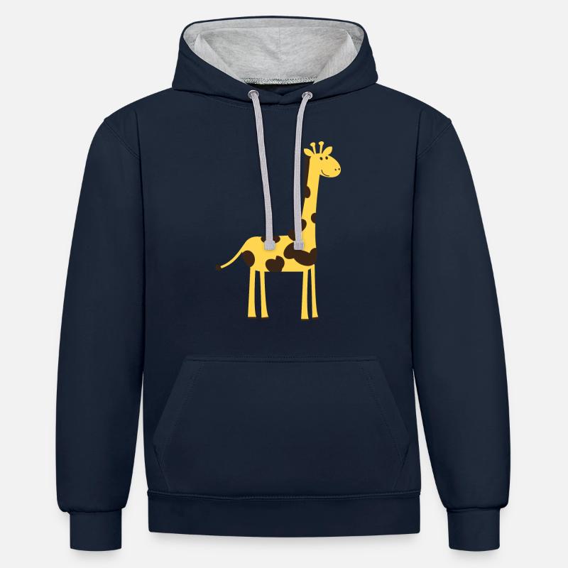 giraffe zoo circus cirque safari1 - Sweat à capuche contrasté - bleu marine/gris chiné