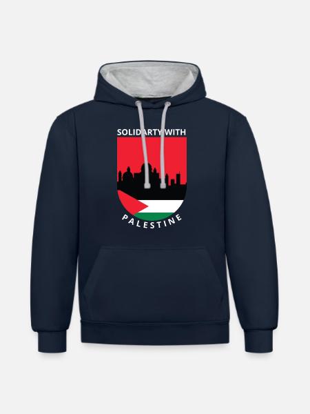 Free Palestine - Contrast hoodie - navy/heather grey