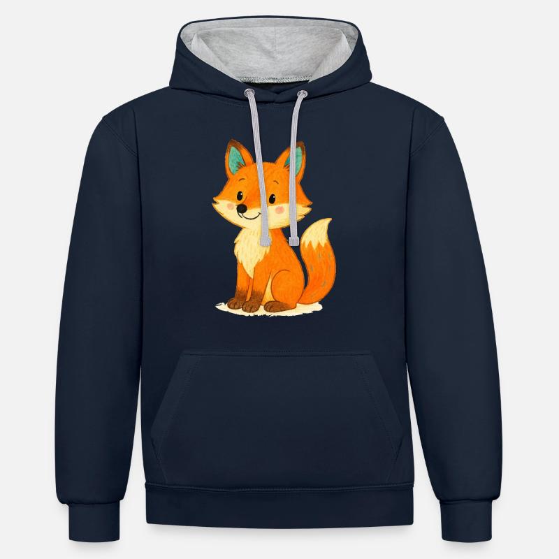 Bande dessinée Fox - Sweat à capuche contrasté - bleu marine/gris chiné