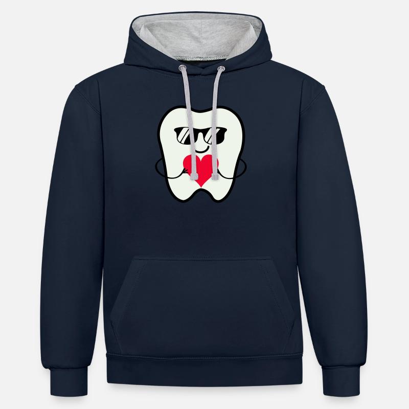 Lunettes de soleil Zahn Smile - Sweat à capuche contrasté - bleu marine/gris chiné