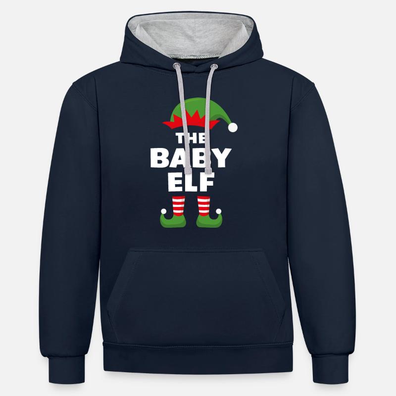 Le Bébé Elfe - Sweat à capuche contrasté - bleu marine/gris chiné