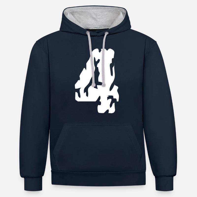 Maillot 4 numéros - Sweat à capuche contrasté - bleu marine/gris chiné