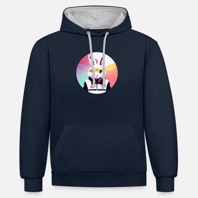 Bunny, Rabbit, Easter Bunny - Contrast hoodie - navy/heather grey