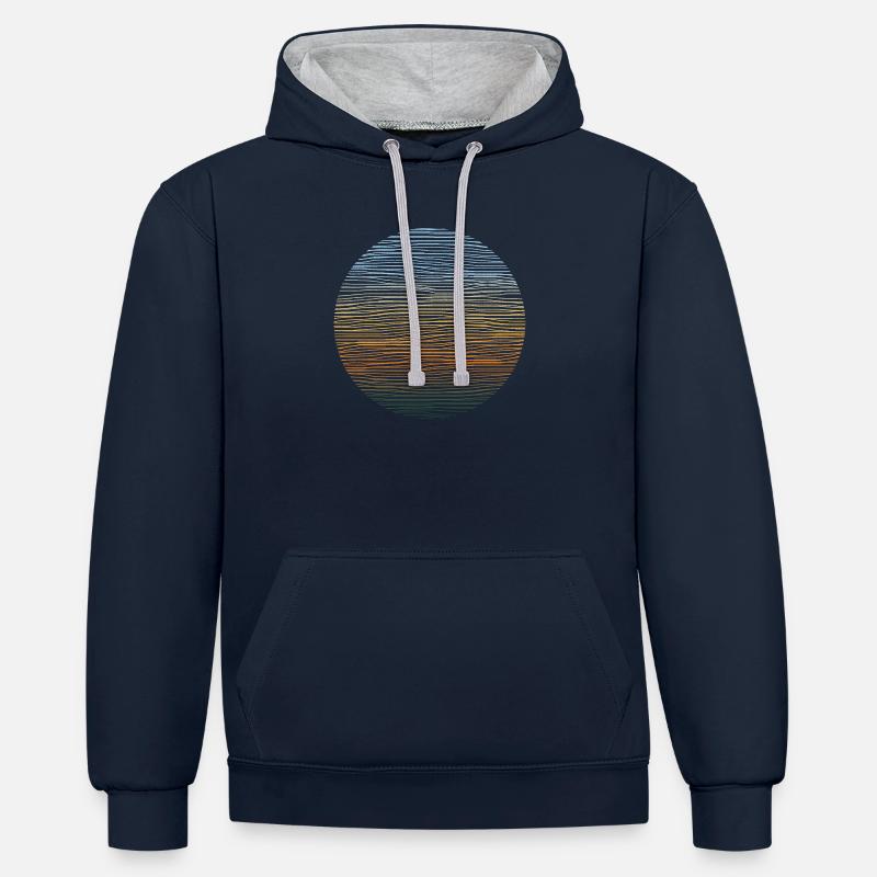 Aventure Abenteuer Illustration - Sweat à capuche contrasté - bleu marine/gris chiné