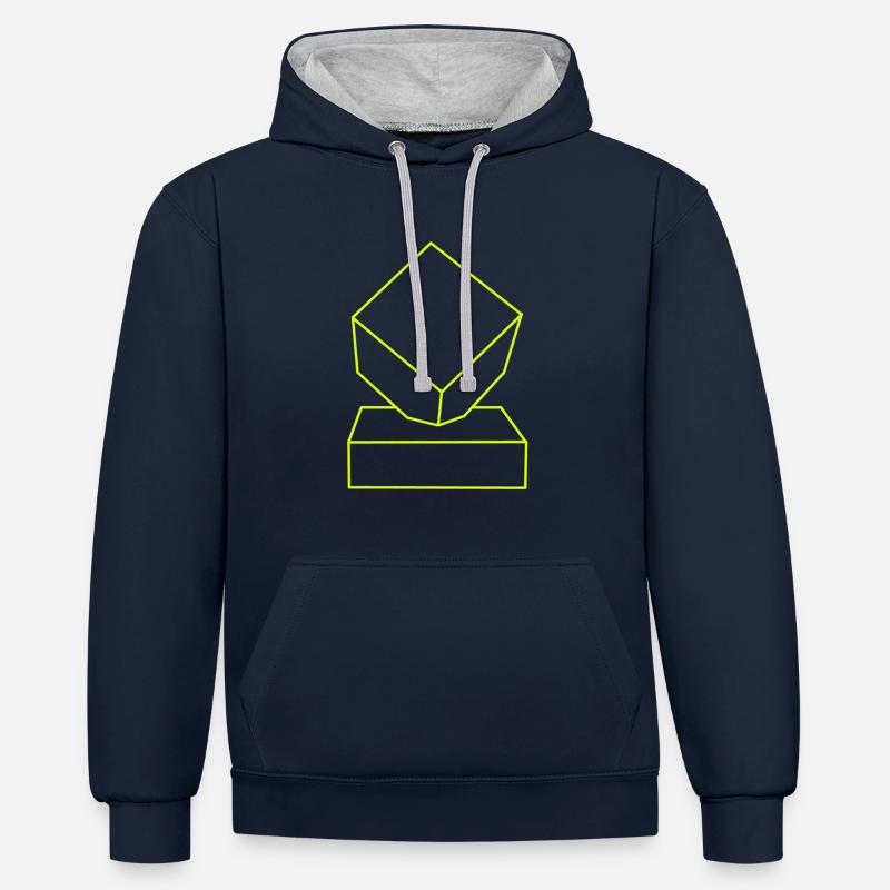 Cobble Roubaix Icône Jaune - Sweat à capuche contrasté - bleu marine/gris chiné
